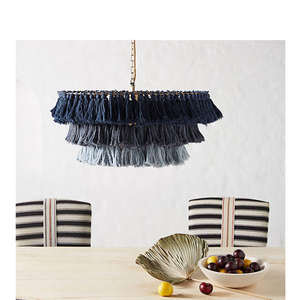 Handmade Natural Rattan Pendant Light Knitting <b>Tassel</b> <b>fringe</b> Chandelier for wedding decor - Product Image 6