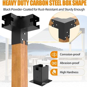 Heavy Duty Carbon Steel Corner Brace 3.5x3.5 Inch <b>Black</b> Powder Coated For Pergola Support <b>Frame</b> - Product Image 1