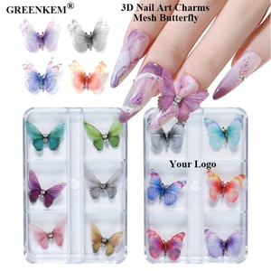 En gros <span class=keywords><strong>Tulle</strong></span> Stéréoscopique Strass Papillon Nail Art Décorations Aimant Détachable 3D Nail Art Charmes - Product Image 1