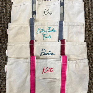 White Beach Shopping Einkaufstaschen mit individuell bedruckten Logo Pocket Zipper Cotton Canvas Tragetaschen für Frauen - Product Image 4