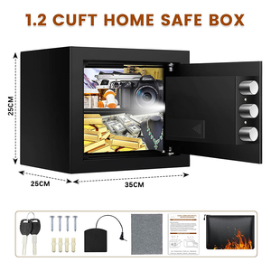 Security Electronic Steel Household Safe <b>Box</b> with Key <b>Lock</b> Fireproof Alarm System for Home Storage - Product Image 2