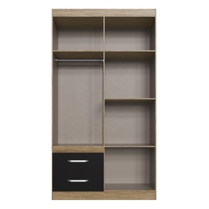 Armario Independiente de Estilo Moderno ESSENTIAL, 4 Puertas, 2 Cajones, Mueble de Dormitorio, Madera Aglomerada/Color Negro Brasileño - Product Image 4