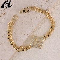 Bracelets à breloques personnalisés en cuivre plaqué or 18 carats pour femmes, style hip-hop, tendance, accessoires religieux
