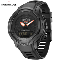 Reloj Deportivo Digital Unisex NORTH EDGE MARS Pro, Caja de Fibra de Carbono Shanghai, Manecillas Luminosas, Resistente al Agua 5BAR, Correa de Cuarzo y Goma