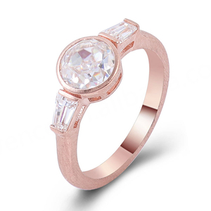 แหวนเพชรโมอิสซาไนต์ทรงกลม 1 กะรัต แบบสามเม็ด ทองคำแท้ 18k สีโรสโกลด์ สำหรับผู้หญิง แหวนแต่งงาน แหวนหมั้น - Product Image 3
