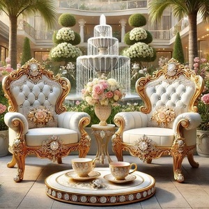 Canapé royal pour salon à deux places avec cadre en bois massif de style classique et coussins moelleux pour une décoration intérieure sophistiquée - Product Image 3