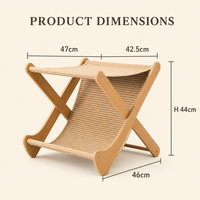 Lit pliant pour chat en jute, hamac à cadre en bois massif en X, griffoir pour chat 2 en 1, pour dormir et griffer, jute tissé naturel, OEM en gros