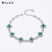 ALICE Bracelet à breloques en zircon scintillant « Amour éternel », plaqué argent, style hip-hop, bijoux de fête unisexe