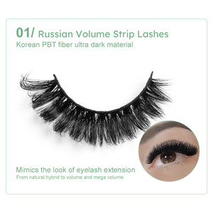 Private Label <strong>Cat</strong> Eye Russian <strong>Mega</strong> <strong>Volume</strong> Strip Lashes C CC D DD Curl Russians Mink Hybrid Strip <strong>Eyelashes</strong> Wispy 10mm 20mm 25mm - Product Image 3