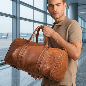 Sac de voyage en cuir Crazy Horse Rub International, marron, texture vintage, portable, rangement de voyage, durable, toutes saisons - Product Image 2