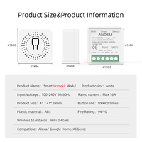 Apple Homekit Siri Mini Switch Module Relais 16A 1Gang Usage Intérieur Réseau Durable Personnalisable 240V 10A UK US EU
