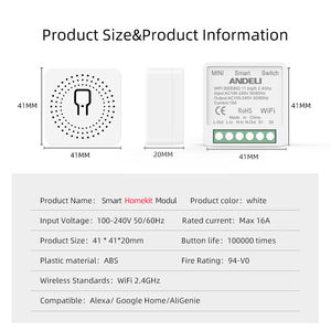 Apple Homekit Siri Mini Switch Module <span class=keywords><strong>Relais</strong></span> 16A 1Gang Usage Intérieur Réseau Durable Personnalisable 240V 10A UK US EU - Product Image 4