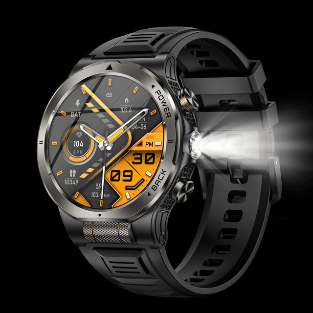 KT91 Rugged Outdoor Smartwatch 1.43 Inch AMOLED Screen 1100mAh Battery Ultra Long Standby Built in Flashlight 3ATM Waterproof