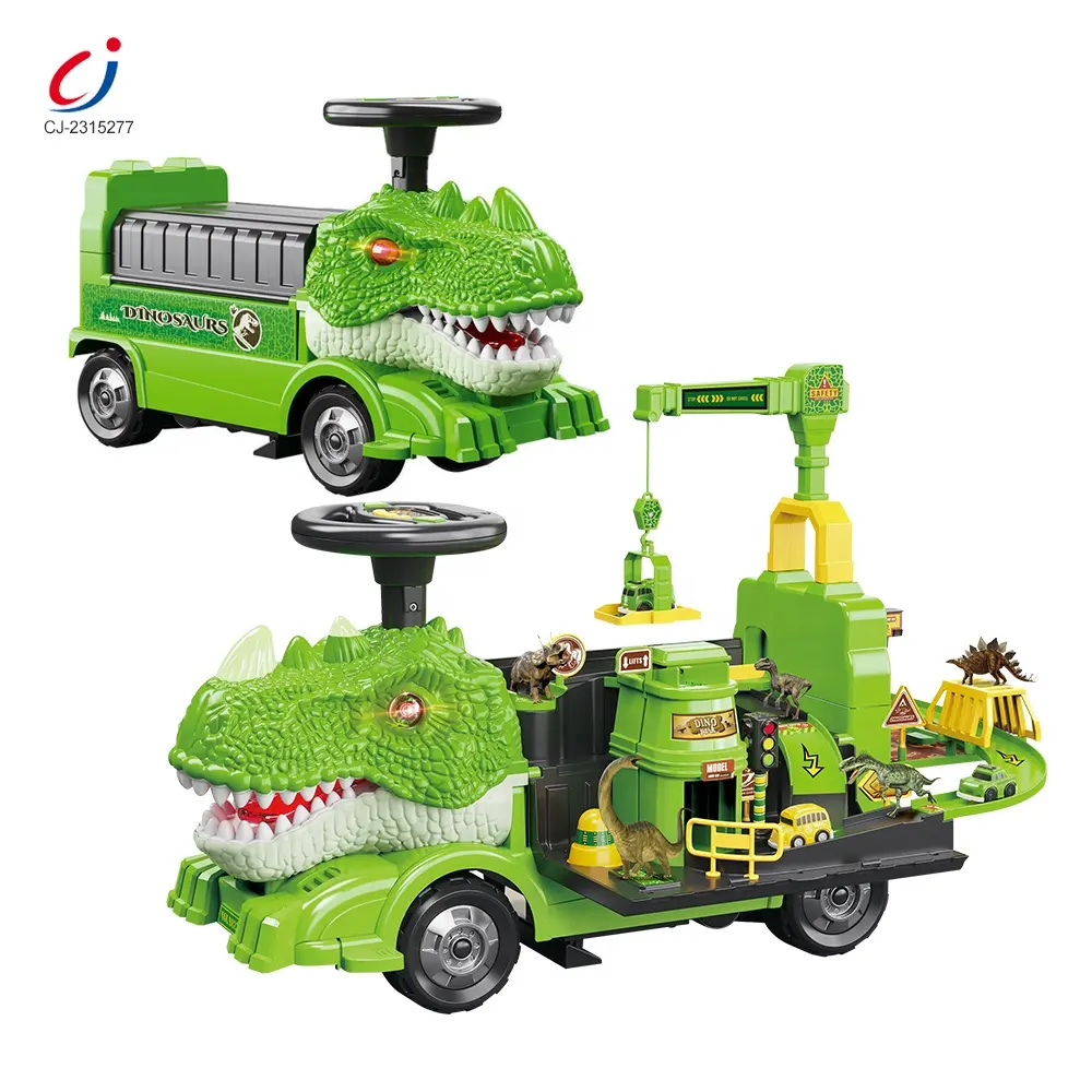 Chengji 2023 2 In 1 Multifunction Dinosaur Track Toy Toddler Swing Sliding Toys Ride On Cars for Kids