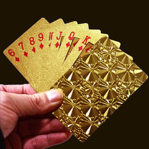 Venta al por mayor de naipes de lámina de oro <span class=keywords><strong>Rich</strong></span> Man Gold Golden Plastic Naipes impermeables naipes duraderos - Product Image 5