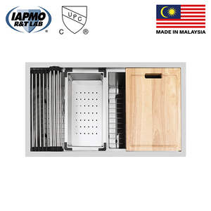 Fregadero de Cocina Moderno Rectangular Doble de Acero Inoxidable de 32 Pulgadas, Hecho a Mano en Malasia, 50/50, de 1.2-3.0 mm - Product Image 2