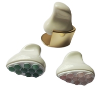Rouleau de massage facial en pierre naturelle Gua Sha améthyste violette et jade rose 59x59mm, personnalisable avec logo, pour le soin du visage et du corps, usage commercial et domestique