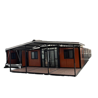 Maison conteneur extensible en bois, maison mobile préfabriquée, unité de villa rectangulaire étanche