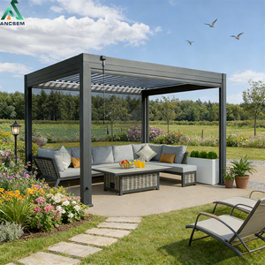 Toldo Retráctil <span class=keywords><strong>para</strong></span> Jardín y Patio Exterior ANCSEM <span class=keywords><strong>de</strong></span> 4x4m, Pérgola <span class=keywords><strong>de</strong></span> Aluminio <span class=keywords><strong>para</strong></span> <span class=keywords><strong>Terraza</strong></span> con Persianas - Product Image 2
