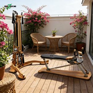 SAERDE Pilates Studio Reformer multifonction en bois d'érable avec tour à poulies pour musculation, fitness et yoga - Product Image 1