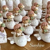 Bougie parfumée mignonne en céramique personnalisée avec nom, en forme d'avion, d'ours en peluche ou de nuage, figurine porte-bougie pour l'aromathérapie, idéale pour les cadeaux d'anniversaire