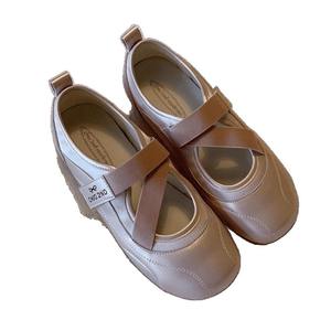 2025 new style single shoe women's cross-<b>strap</b> light-colored <b>small</b> leather shoes suitable for summer with skirts flat shoes - Product Image 1