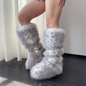 <span class=keywords><strong>Bottes</strong></span> hautes sexy en fourrure pour femmes, à lanières, plateforme plate, chaudes pour l'hiver, <span class=keywords><strong>bottes</strong></span> de neige, grandes tailles, design de luxe, chaussures cool Y2K pour soirée - Product Image 1