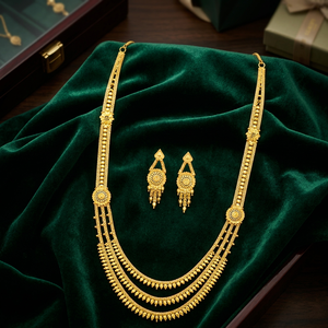 สร้อยคอทองคำแท้ 14K18K24K แบบไมครอน ลายรานี ฮาร์ 3 ชั้น พร้อมแผงลายดอกไม้ ชุดเครื่องประดับเจ้าสาวแบบดั้งเดิม ขายส่ง - Product Image 5