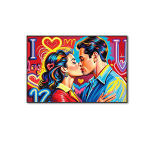 Decoración moderna para el hogar Graffiti Diseño popular Decoración artística Pinturas "Te amo" Besando Pareja Carteles Pintura al óleo <span class=keywords><strong>Mural</strong></span> - Product Image 5
