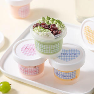 Tasse à crème glacée Emballage jetable en plastique <span class=keywords><strong>d</strong></span>'<span class=keywords><strong>herbe</strong></span> de fée cuite au four de qualité alimentaire tasse de yaourt avec couvercle - Product Image 4