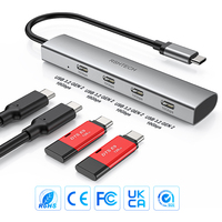 Hub multifonction 4 en 1, transmission de données haute vitesse 10 Gbps, hub USB de type C, hub USB 4 ports, station d'accueil pour ordinateur portable pour Mac PC