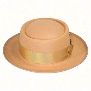 Hot Sale Eco-Friendly Rubber Material Silk Screen Printed Pork Pie <b>Top</b> Hats Fashion British Men Women Casual Jazz Fedora <b>Feather</b> - Product Image 5