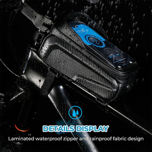 <span class=keywords><strong>Sacoche</strong></span> de guidon de vélo personnalisée avec capacité de 1L, design imperméable pour le cyclisme, accès à l'écran tactile, matériau en nylon noir EVA - Product Image 4