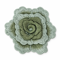 Applique brodée en rose superposée vert sauge 3D, fleur en dentelle soluble dans l'eau à coudre pour robe Cheongsam, sacs et projets DIY
