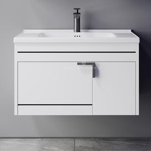 Venta al por mayor de fábrica Tocador de baño de madera contrachapada Tocador de almacenamiento de baño resistente al agua con espejo y lavabo - Product Image 2