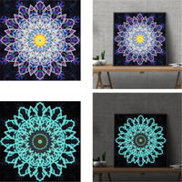 Peinture murale en résine de diamant 5D luminescente de nuit, 100% diamant, mandala religieux, broderie florale, impression sur toile, mosaïque, décoration intérieure, personnalisée