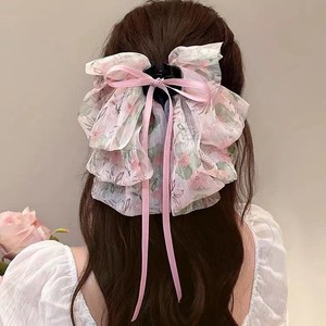 Pinza para el cabello con lazo de cinta floral súper linda para mujer, un peinado medio recogido natural, nuevo estilo 2023. - Product Image 4