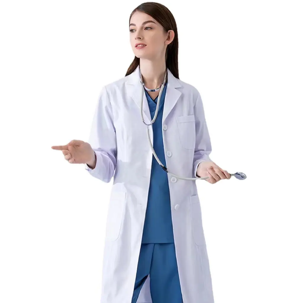 Jinteng Wholesale Slim Fit White Hospital Nursing Uniforms Medical Custom Label Slim Short Unisex Men Lab Coat