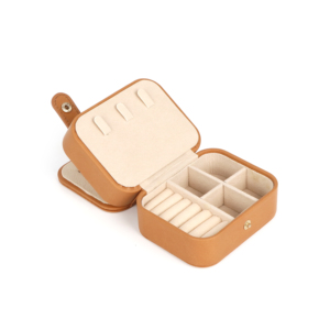 Caja de Joyería de Cuero Premium para Mujer, con Corte Láser, Color Ámbar Naranja, Organizador para el Transporte Diario, Estuche de Almacenamiento Estético - Product Image 1