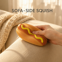 Jouet Squishy Hot Dog Doux en Mousse à Remontée Lente, Texture Saucisse et Moutarde, à Presser et Libérer, pour la Main et le Bureau