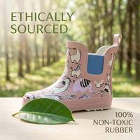 Bottes de pluie Chelsea pour enfants à imprimé licorne de dessin animé, imperméables avec côtés élastiques, idéales pour les tout-petits par temps de pluie - Grande Vente