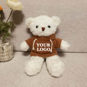Cadeaux promotionnels pas chers de 30cm, ours en peluche mignon avec logo personnalisé, <span class=keywords><strong>jouet</strong></span> en peluche avec pull à capuche et chemise - Product Image 4