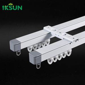 Iksun Good Quality Curtain Track Luxury Extendable Aluminum Curtain Track Bracket Telescopic Double Curtain Track - Product Image 1