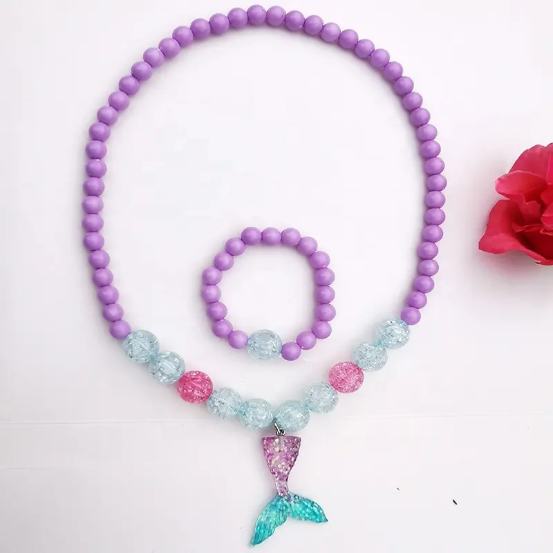 Großhandel DIY Acryl Halskette niedlichen Cartoon Rose Armband Kinder Schmuck Sets Geschenk für Mädchen