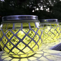 Lanterne solaire en verre mosaïque changeant de couleur, fabriquée à la main, lampe de table décorative à LED pour cadeau de Noël