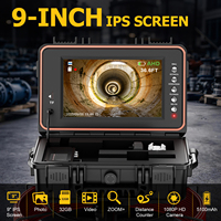 Cámara de Inspección de Tuberías con Medidor de Distancia Mejorado, Pantalla IPS de 9 Pulgadas, 1080P, Autonivelante, 512Hz, para Drenajes y Alcantarillado