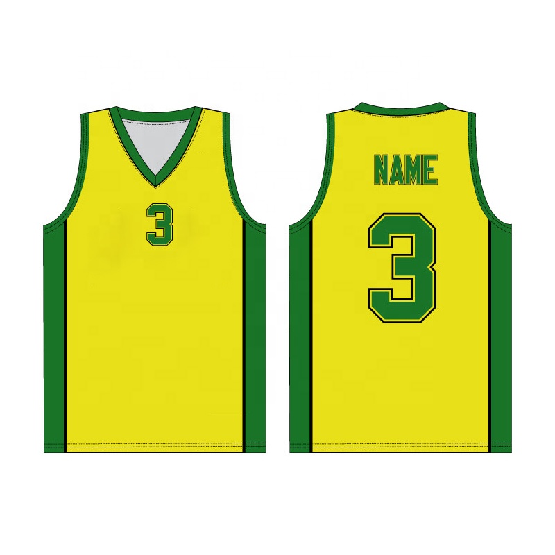 Camisa de basquete uniforme, de alta qualidade, amarelo e verde, moda esportiva, vestuário para basquete