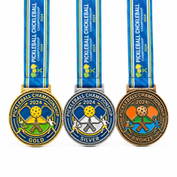Médailles personnalisées de pickleball, médailles de course de pickleball 3D en or mat, argent, bronze, médailles de pickleball personnalisées avec ruban
