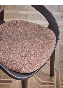 Ensemble de chaises de salle à manger modernes nordiques, durables, en bois français, revêtement en lin écologique pour salle à manger, bureau à domicile, hôtel - Product Image 6