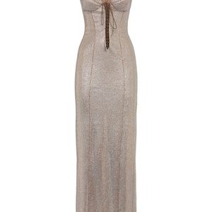 Robe de soirée longue pour femme, dos nu, sans manches, entièrement ornée de strass et de paillettes, avec superposition transparente, pour soirée et bal - Product Image 4
